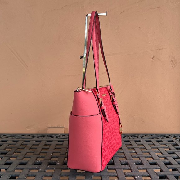 Michael Kors Charlotte Large Top Zip Shoulder Tote Bag MK Coral Reef Multi - Picture 3 of 10